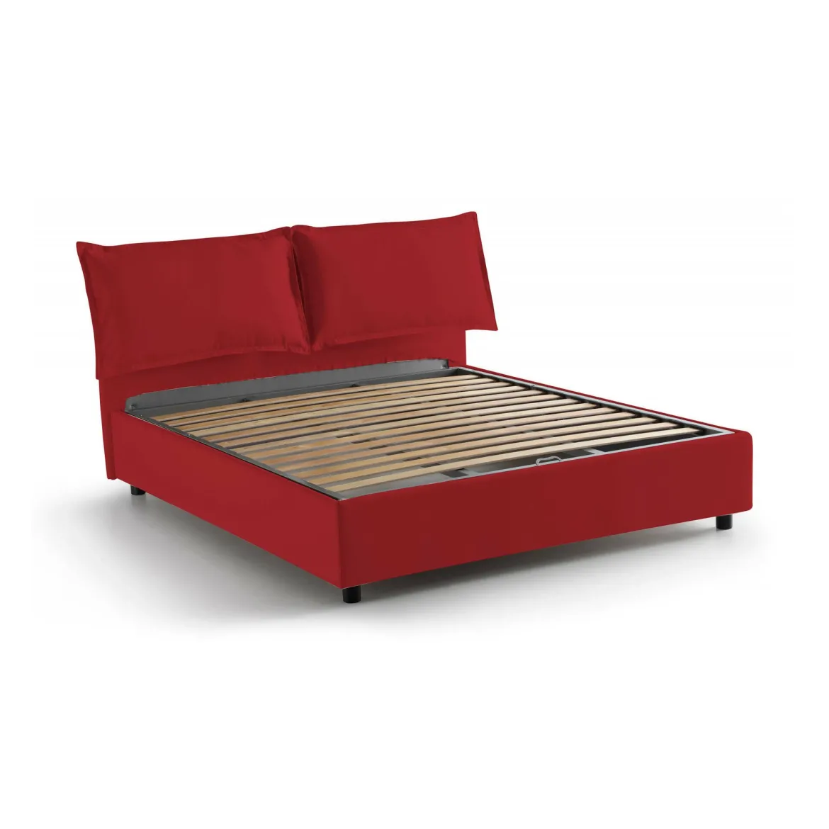 Letto francese in tessuto rosso 155x205cm - Askari
