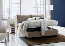 Letto francese in tessuto tortora 155x215cm - Agalo