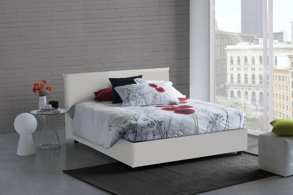 Letto francese materasso incluso bianco 155x215cm - Morganite