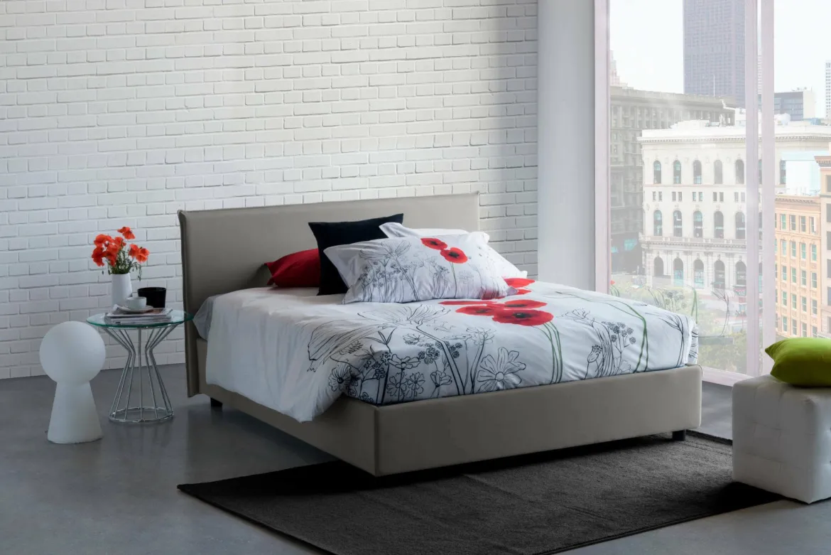 Letto francese minimal grigio 155x205cm - Alion