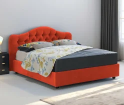 Letto Matrimoniale Arancione Materasso Incluso Sfoderabile, Contenitore Made in Italy - Alfer