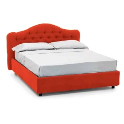 Letto Matrimoniale Arancione Materasso Incluso Sfoderabile, Contenitore Made in Italy - Alfer