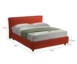 Letto Matrimoniale Arancione Materasso Incluso Sfoderabile, Contenitore Made in Italy - Brunate