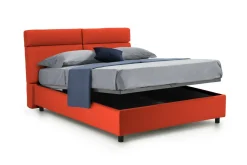 Letto Matrimoniale Arancione Sfoderabile Contenitore, Dimensione Materasso 160x190 cm Made in Italy - Arex