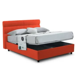 Letto Matrimoniale Arancione Sfoderabile Contenitore, Dimensione Materasso 160x190 cm Made in Italy - Brienno