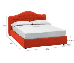 Letto Matrimoniale Arancione Sfoderabile Contenitore, Dimensione Materasso 160x200 cm Made in Italy - Ator