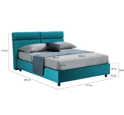 Letto Matrimoniale Azzurro Materasso Incluso Sfoderabile, Contenitore Made in Italy - Asica