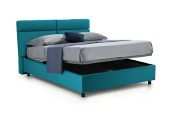 Letto Matrimoniale Azzurro Sfoderabile Contenitore, Dimensione Materasso 160x190 cm Made in Italy - Arex