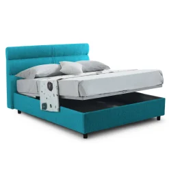 Letto Matrimoniale Azzurro Sfoderabile Contenitore, Dimensione Materasso 160x190 cm Made in Italy - Brolo