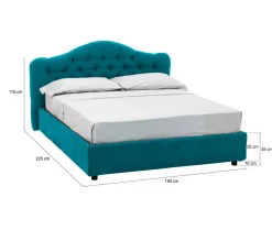 Letto Matrimoniale Azzurro Sfoderabile Contenitore, Dimensione Materasso 160x200 cm Made in Italy - Ator