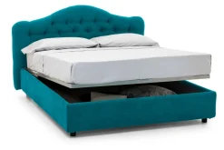 Letto Matrimoniale Azzurro Sfoderabile Contenitore, Dimensione Materasso 160x200 cm Made in Italy - Ator