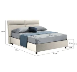 Letto Matrimoniale Beige Materasso Incluso Sfoderabile, Contenitore Made in Italy - Bedero