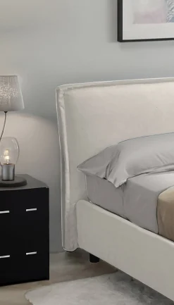 Letto Matrimoniale Beige Materasso Incluso Sfoderabile, Contenitore Made in Italy - Bruzolo