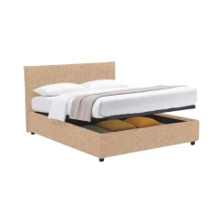 Letto Matrimoniale Beige Sfoderabile Contenitore, Dimensione Materasso 160x190 cm - Colere
