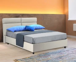 Letto Matrimoniale Beige Sfoderabile Contenitore, Dimensione Materasso 160x190 cm Made in Italy - Alcatron
