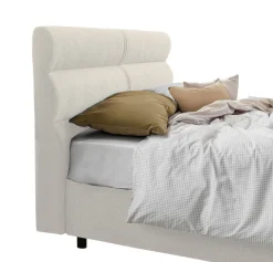 Letto Matrimoniale Beige Sfoderabile Contenitore, Dimensione Materasso 160x190 cm Made in Italy - Brienno