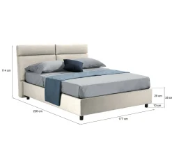 Letto Matrimoniale Beige Sfoderabile Contenitore, Dimensione Materasso 160x200 cm Made in Italy - Ator