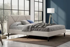 Letto matrimoniale beige 169x204cm imbottito - Morpheus