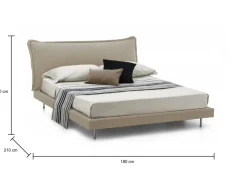 Letto matrimoniale beige 180x210cm imbottito - Arcore