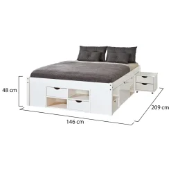 Letto Matrimoniale Bianco Contenitore Dimensione Materasso 160x200 cm, Peso Supportato 150 kg - Murlo