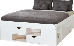 Letto Matrimoniale Bianco Contenitore Dimensione Materasso 160x200 cm, Peso Supportato 150 kg - Murlo