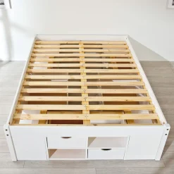 Letto Matrimoniale Bianco Contenitore Dimensione Materasso 160x200 cm, Peso Supportato 150 kg - Murlo