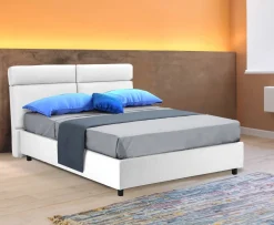 Letto Matrimoniale Bianco Sfoderabile Contenitore, Dimensione Materasso 160x190 cm Made in Italy - Arex