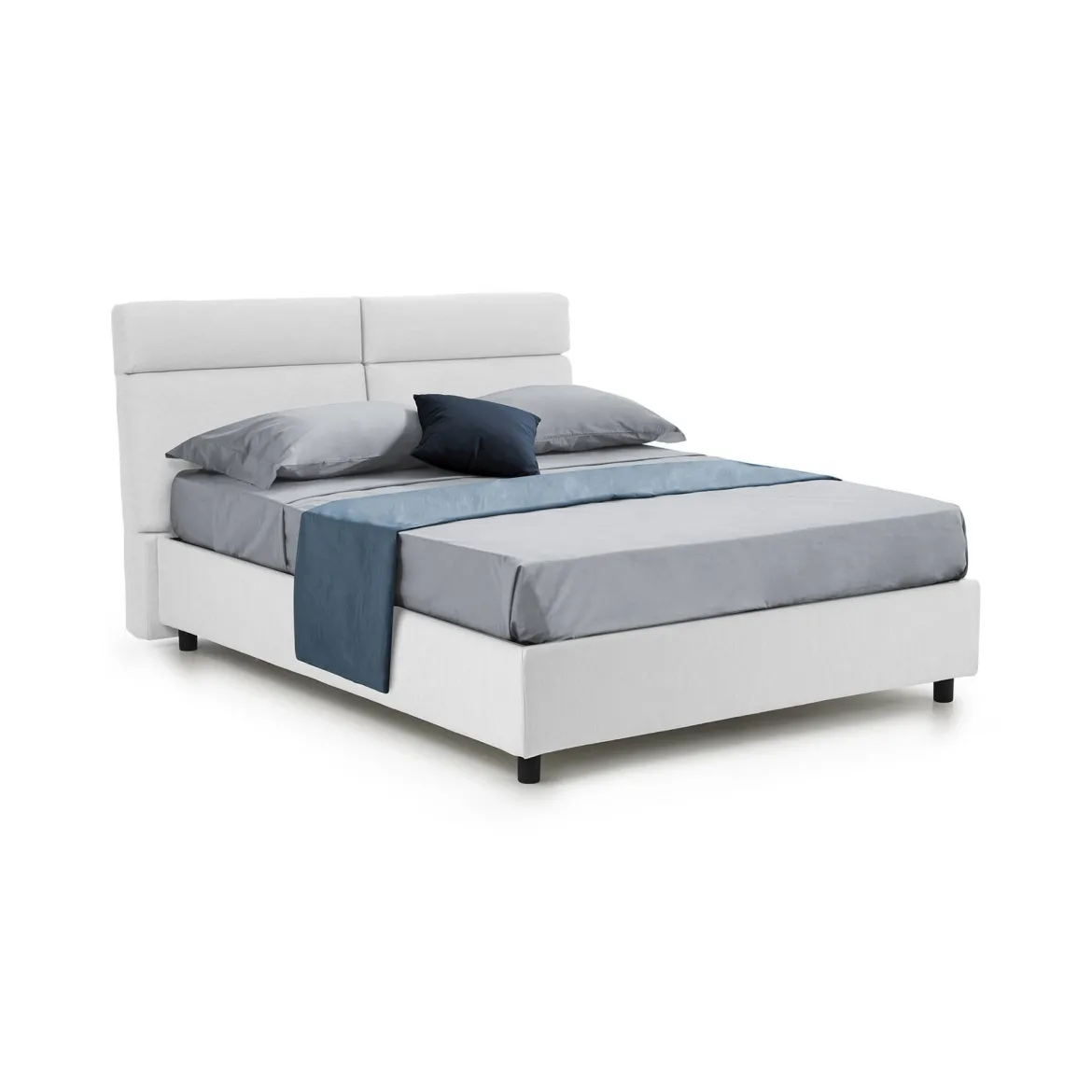 Letto Matrimoniale Bianco Sfoderabile Contenitore, Dimensione Materasso 160x190 cm Made in Italy - Arex