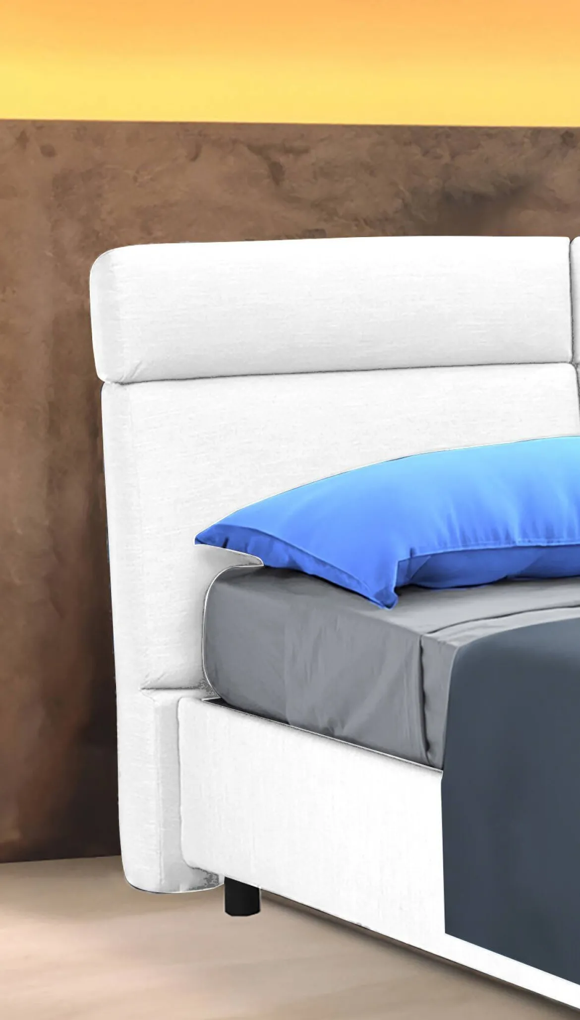 Letto Matrimoniale Bianco Sfoderabile Contenitore, Dimensione Materasso 160x190 cm Made in Italy - Arex