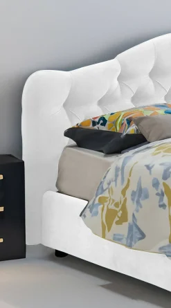 Letto Matrimoniale Bianco Sfoderabile Contenitore, Dimensione Materasso 160x200 cm Made in Italy - Ator