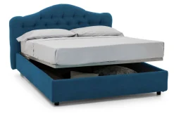 Letto Matrimoniale blu Materasso Incluso Sfoderabile, Contenitore Made in Italy - Allik
