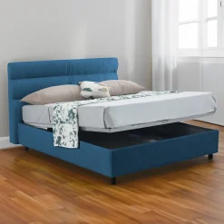 Letto Matrimoniale blu Materasso Incluso Sfoderabile, Contenitore Made in Italy - Bedero