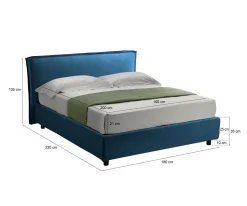 Letto Matrimoniale blu Materasso Incluso Sfoderabile, Contenitore Made in Italy - Brunate