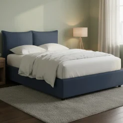 Letto Matrimoniale blu Sfoderabile Contenitore, Dimensione Materasso 160x190 cm - Calcio
