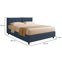 Letto Matrimoniale blu Sfoderabile Contenitore, Dimensione Materasso 160x190 cm - Lioni