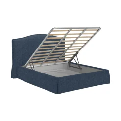 Letto Matrimoniale blu Sfoderabile Contenitore, Dimensione Materasso 160x190 cm - Turania
