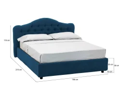 Letto Matrimoniale blu Sfoderabile Contenitore, Dimensione Materasso 160x190 cm Made in Italy - Brienno
