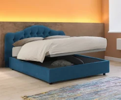 Letto Matrimoniale blu Sfoderabile Contenitore, Dimensione Materasso 160x190 cm Made in Italy - Brienno