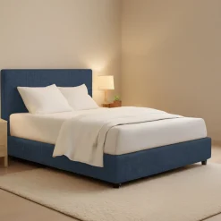 Letto Matrimoniale blu Sfoderabile Contenitore, Dimensione Materasso 160x200 cm - Lenta