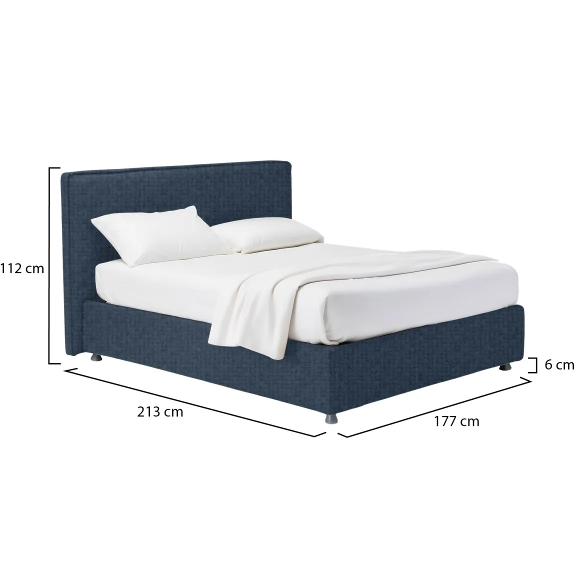 Letto Matrimoniale blu Sfoderabile Contenitore, Dimensione Materasso 160x200 cm - Lenta