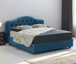 Letto Matrimoniale blu Sfoderabile Contenitore, Dimensione Materasso 160x200 cm Made in Italy - Ator