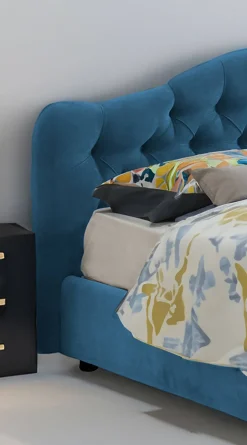Letto Matrimoniale blu Sfoderabile Contenitore, Dimensione Materasso 160x200 cm Made in Italy - Ator
