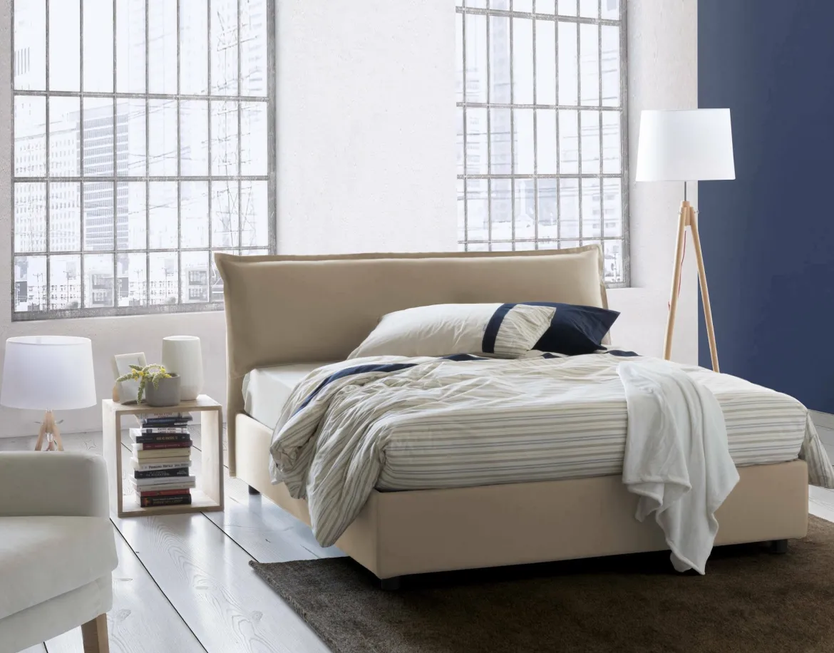 Letto matrimoniale con contenitore beige 190x225cm - Arcole