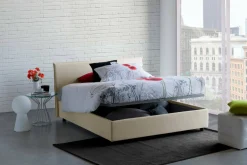 Letto matrimoniale contenitore beige 175x205cm testiera imbottita - Anassimene