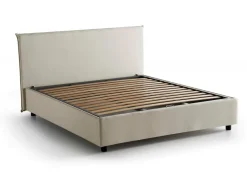 Letto matrimoniale contenitore beige 175x215cm rivestito in tessuto - Arcan