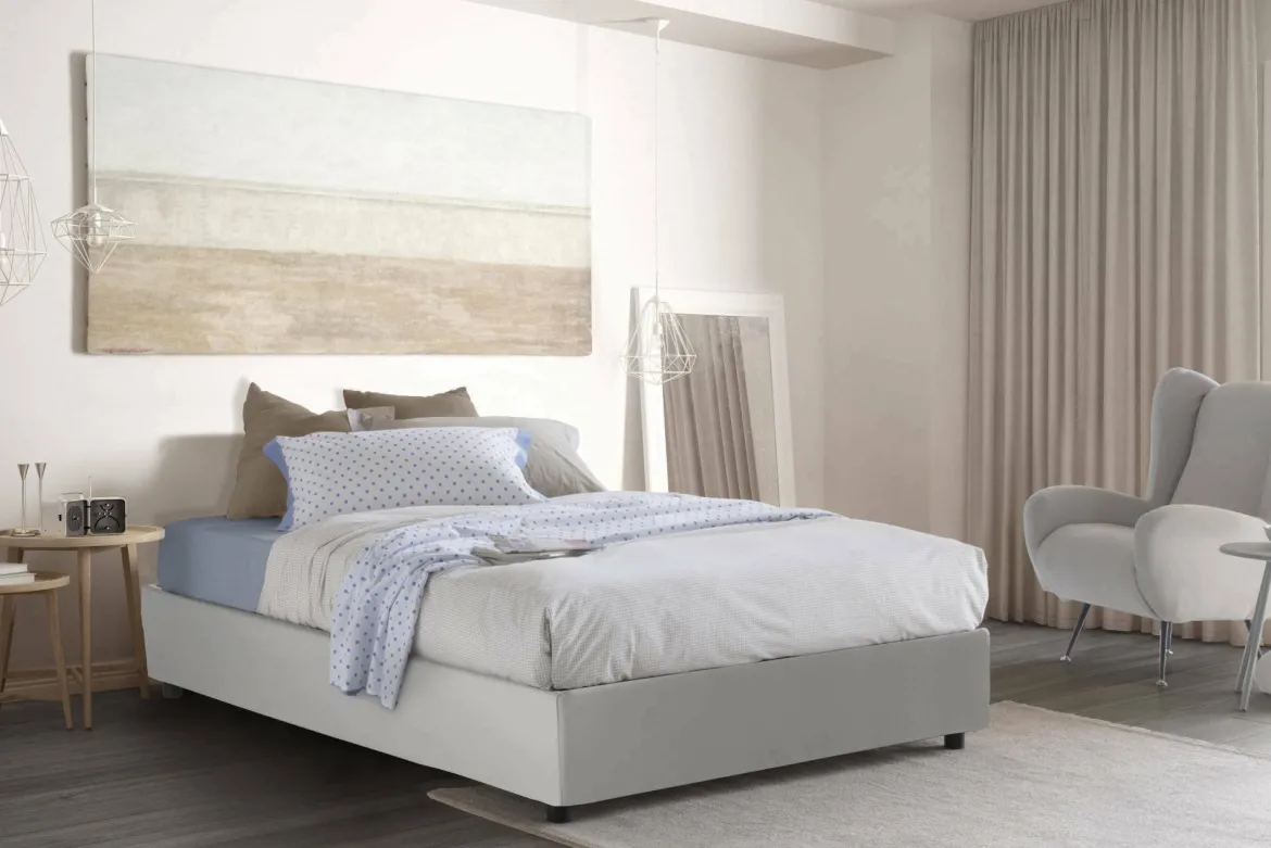 Letto matrimoniale contenitore bianco 175x205cm senza testiera - Archer