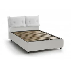 Letto matrimoniale contenitore bianco 175x215cm con testiera imbottita - Arron