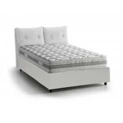 Letto matrimoniale contenitore bianco 175x215cm rivestimento in ecopelle - Aylyn