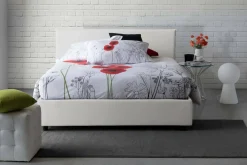 Letto matrimoniale contenitore bianco 175x215cm rivestito in tessuto - Arcan