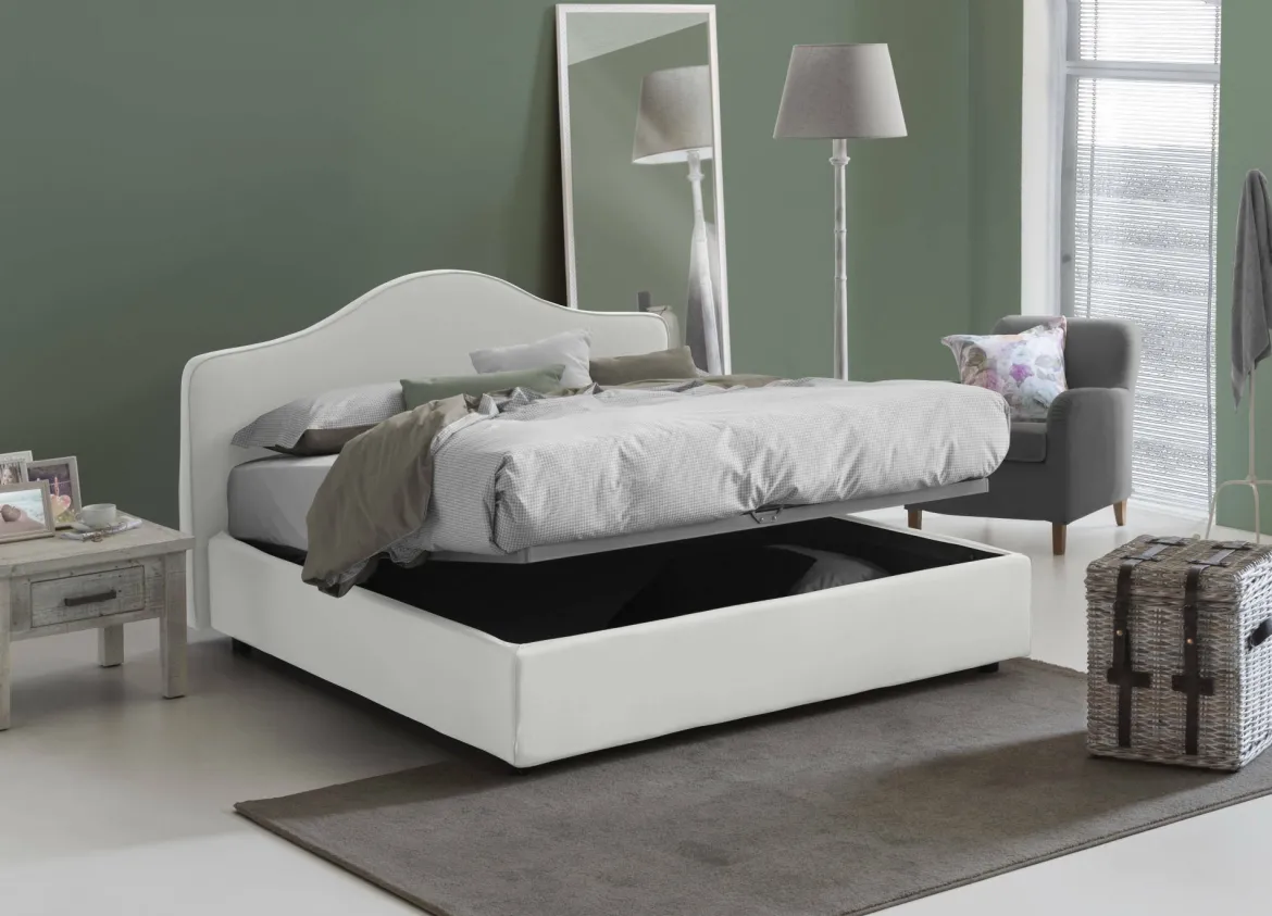 Letto matrimoniale contenitore bianco 190x215cm - Arpino